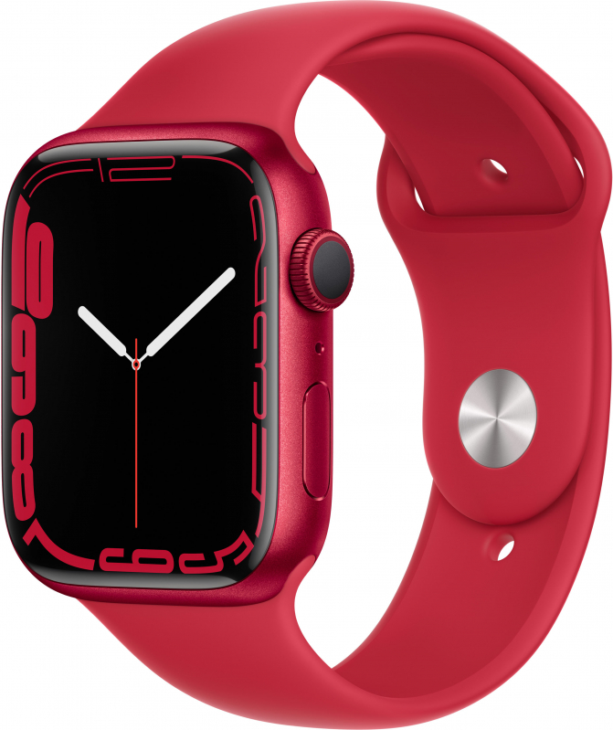 картинка Apple Watch Series 7, 45 мм, корпус из алюминия красного цвета, спортивный ремешок (PRODUCT)RED от магазина BXSTORE