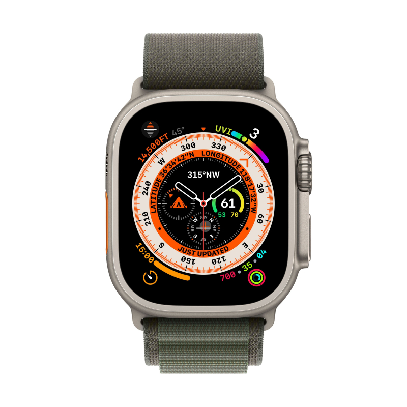 Картинка Apple Watch Ultra GPS + Cellular, 49 мм, корпус из титана, ремешок Alpine, размер M от магазина BXSTORE