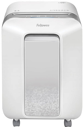 Шредер Fellowes PowerShred LX201 белый (секр.P-5) перекрестный 12лист. 22лтр. скрепки скобы пл.карты