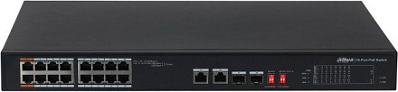 Коммутатор Dahua DH-PFS3218-16ET-135 16x100Мбит/с 2x1Гбит/с 2SFP 14PoE+ 2PoE++ 135W неуправляемый