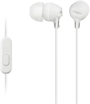 Гарнитура вкладыши Sony MDR-EX15AP 1.2м белый проводные в ушной раковине (MDR-EX15APW)