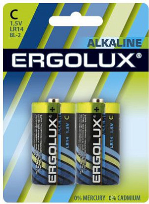Батарея Ergolux Alkaline LR14 BL-2 C 8450mAh (2шт) блистер