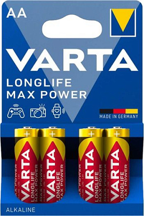 Батарея Varta LongLife Max Power LR6 Alkaline AA (4шт) блистер