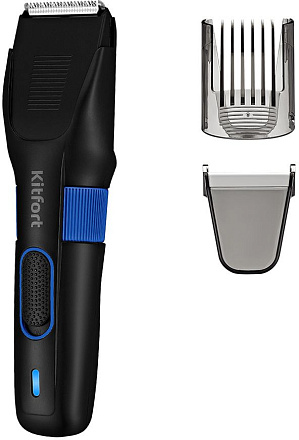Машинка для стрижки Kitfort КТ-3130-3 черный/синий 5Вт (насадок в компл:2шт)