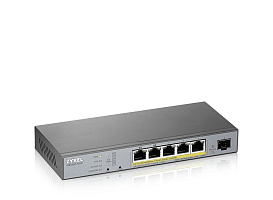 Коммутатор Zyxel NebulaFlex Pro GS1350-6HP GS1350-6HP-EU0101F 5x1Гбит/с 1SFP 4PoE+ 1PoE++ 60W управляемый